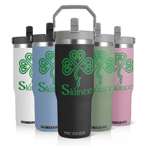 Funny Irish Beer Drinking St Patrick's Day Slainte Flip Straw Tumbler Celtic Shamrock TS11 Print Your Wear