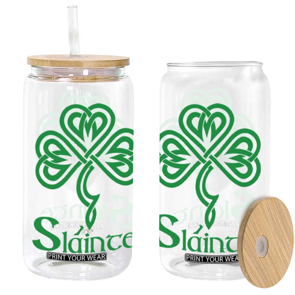 Funny Irish Beer Drinking St Patrick's Day Slainte Glass Can Celtic Shamrock TS11 Black Print Your Wear