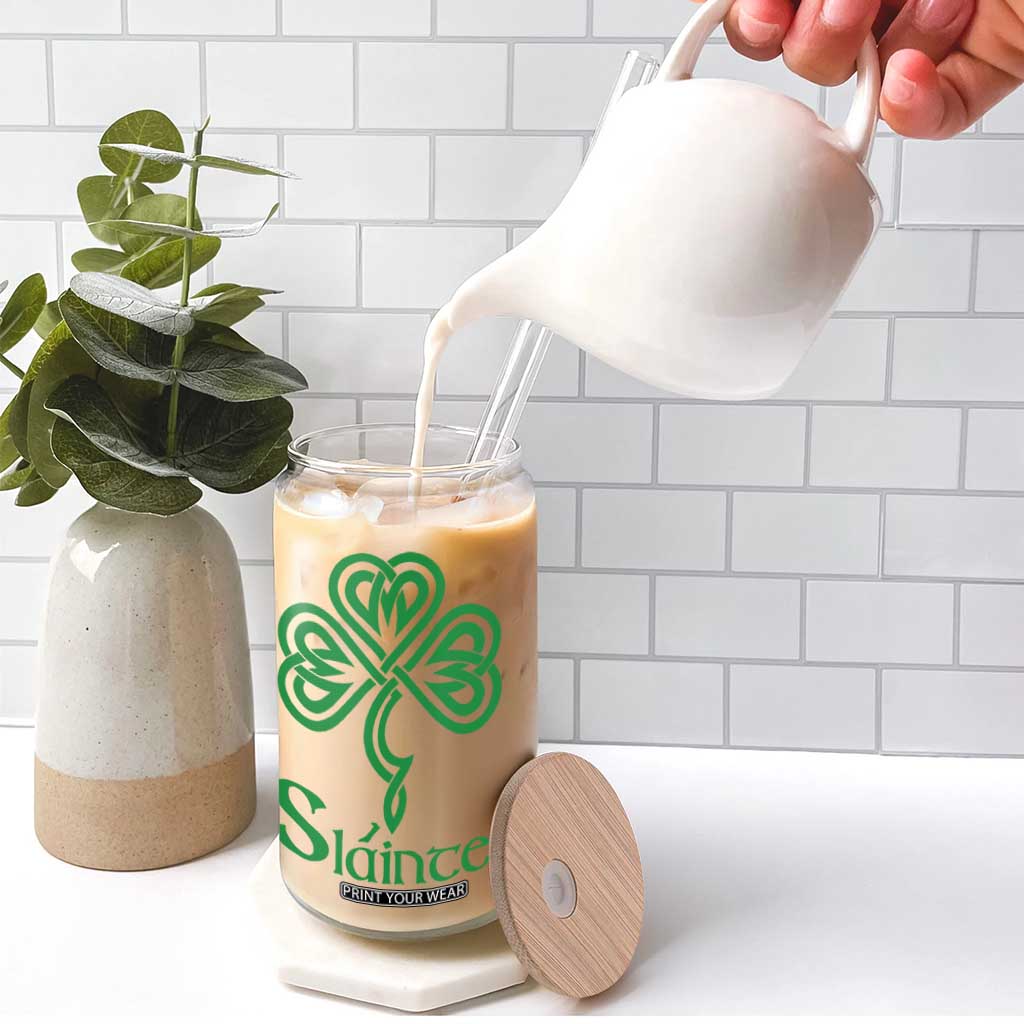 Funny Irish Beer Drinking St Patrick's Day Slainte Glass Can Celtic Shamrock TS11 Print Your Wear