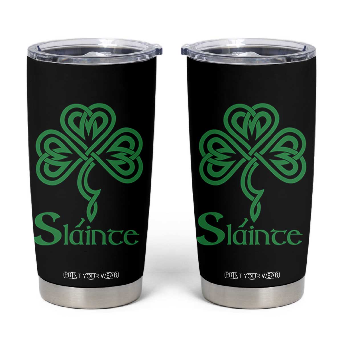 Funny Irish Beer Drinking St Patrick's Day Slainte Tumbler Cup Celtic Shamrock TS11 Black Print Your Wear