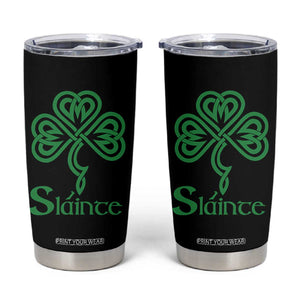 Funny Irish Beer Drinking St Patrick's Day Slainte Tumbler Cup Celtic Shamrock TS11 Black Print Your Wear