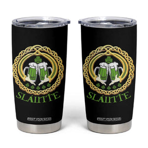 Funny Irish Beer Drinking St Patrick's Day Slainte Tumbler Cup Claddagh Ring Celtic Shamrock TS11 Black Print Your Wear