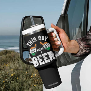 Funny Irish Beer Drinking Tumbler With Handle This Guy Needs A Beer Ireland Flag TS11 Print Your Wear