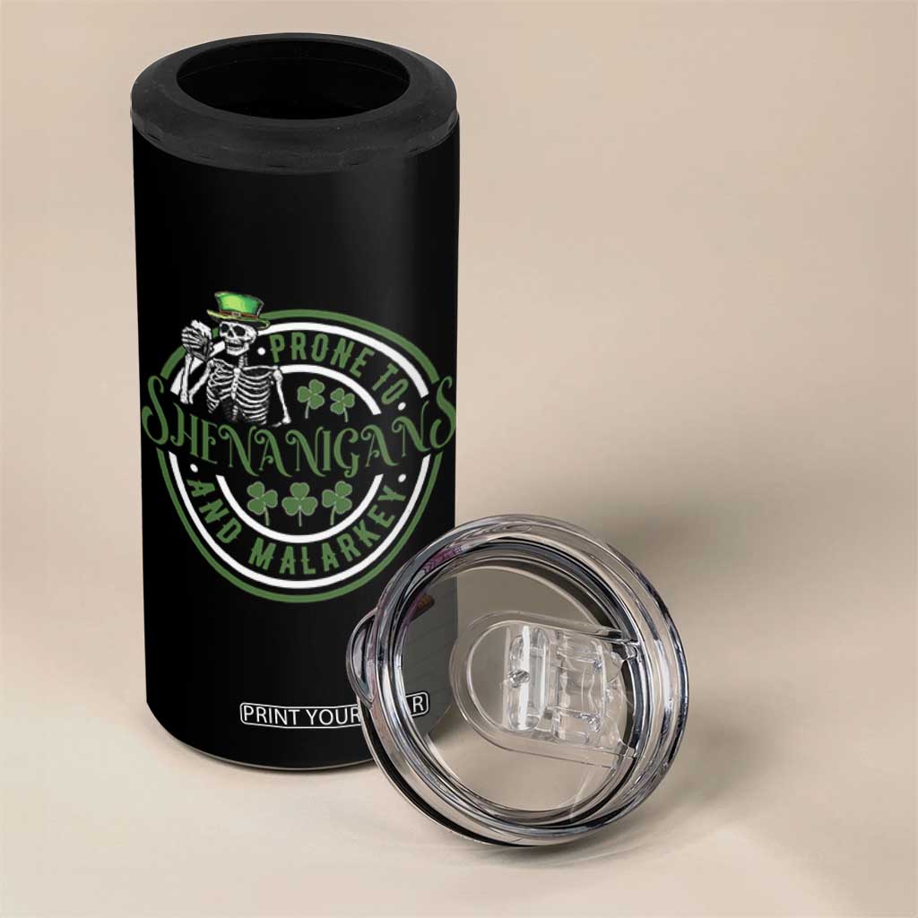 Funny Irish Prone To Shenanigans And Malarkey St Patrick's Day 4 in 1 Can Cooler Tumbler Skeleton Beer Drinking TS11 Print Your Wear