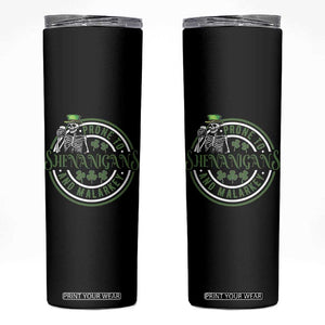 Funny Irish Prone To Shenanigans And Malarkey St Patrick's Day Skinny Tumbler Skeleton Beer Drinking TS11 Black Print Your Wear