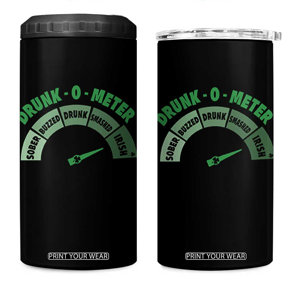 Funny Irish St. Patrick's Day 4 in 1 Can Cooler Tumbler Drunk-O-Meter Drinking Party Shamrock TS11 One Size: 16 oz Black Print Your Wear