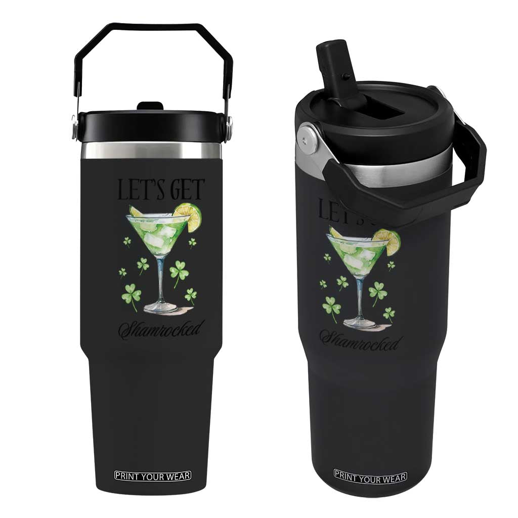 Funny Irish St Patrick's Day Cocktail Flip Straw Tumbler Let's Get Shamrocked Irish Festival TS11 One Size: 30 oz Black Print Your Wear
