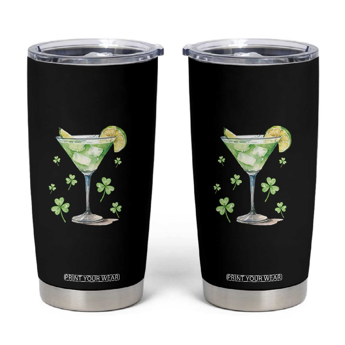 Funny Irish St Patrick's Day Cocktail Tumbler Cup Let's Get Shamrocked Irish Festival TS11 Black Print Your Wear