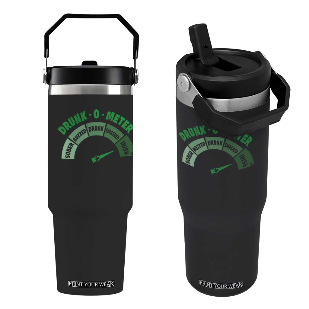 Funny Irish St. Patrick's Day Flip Straw Tumbler Drunk-O-Meter Drinking Party Shamrock TS11 One Size: 30 oz Black Print Your Wear