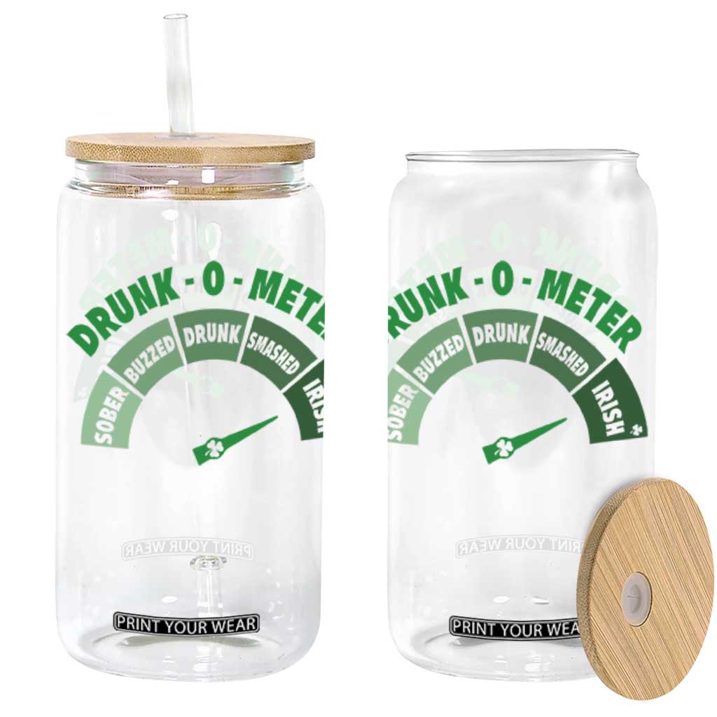 Funny Irish St. Patrick's Day Glass Can Drunk-O-Meter Drinking Party Shamrock TS11 Black Print Your Wear