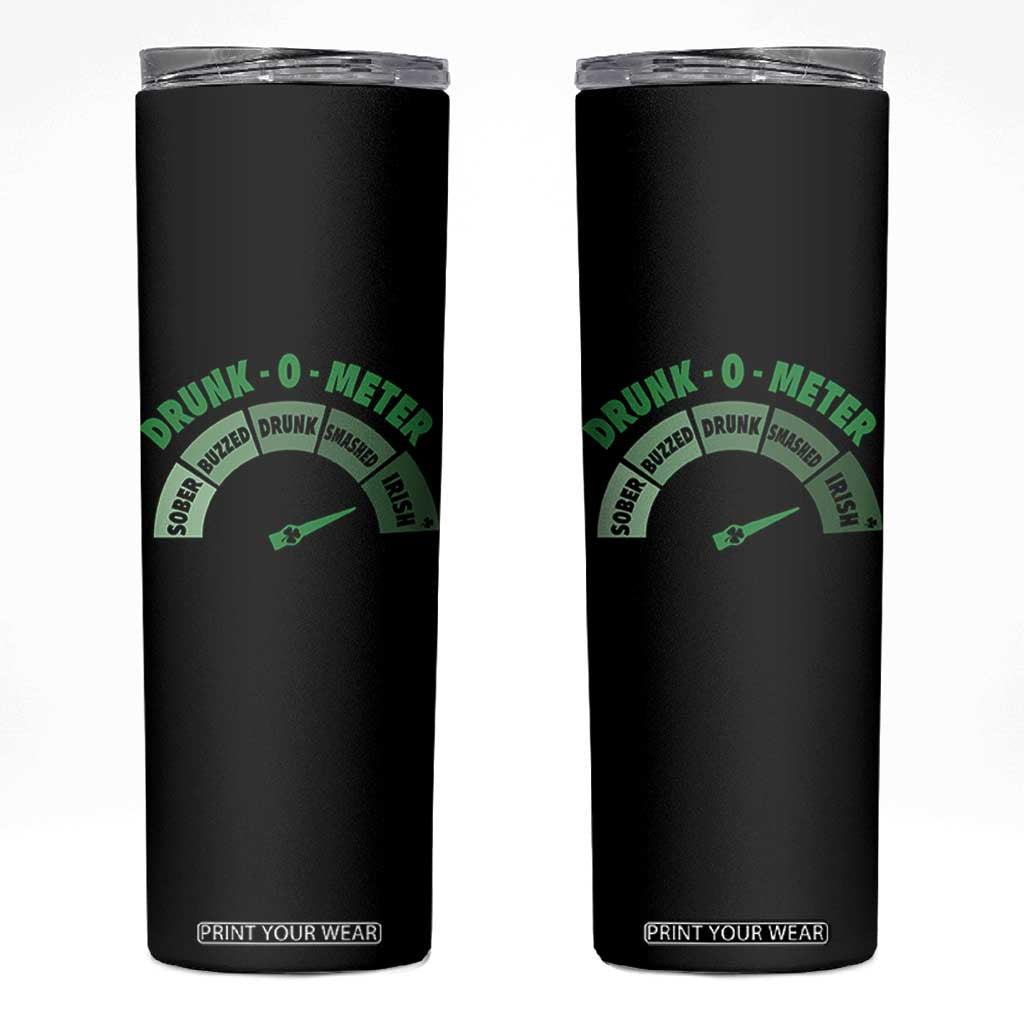 Funny Irish St. Patrick's Day Skinny Tumbler Drunk-O-Meter Drinking Party Shamrock TS11 Black Print Your Wear