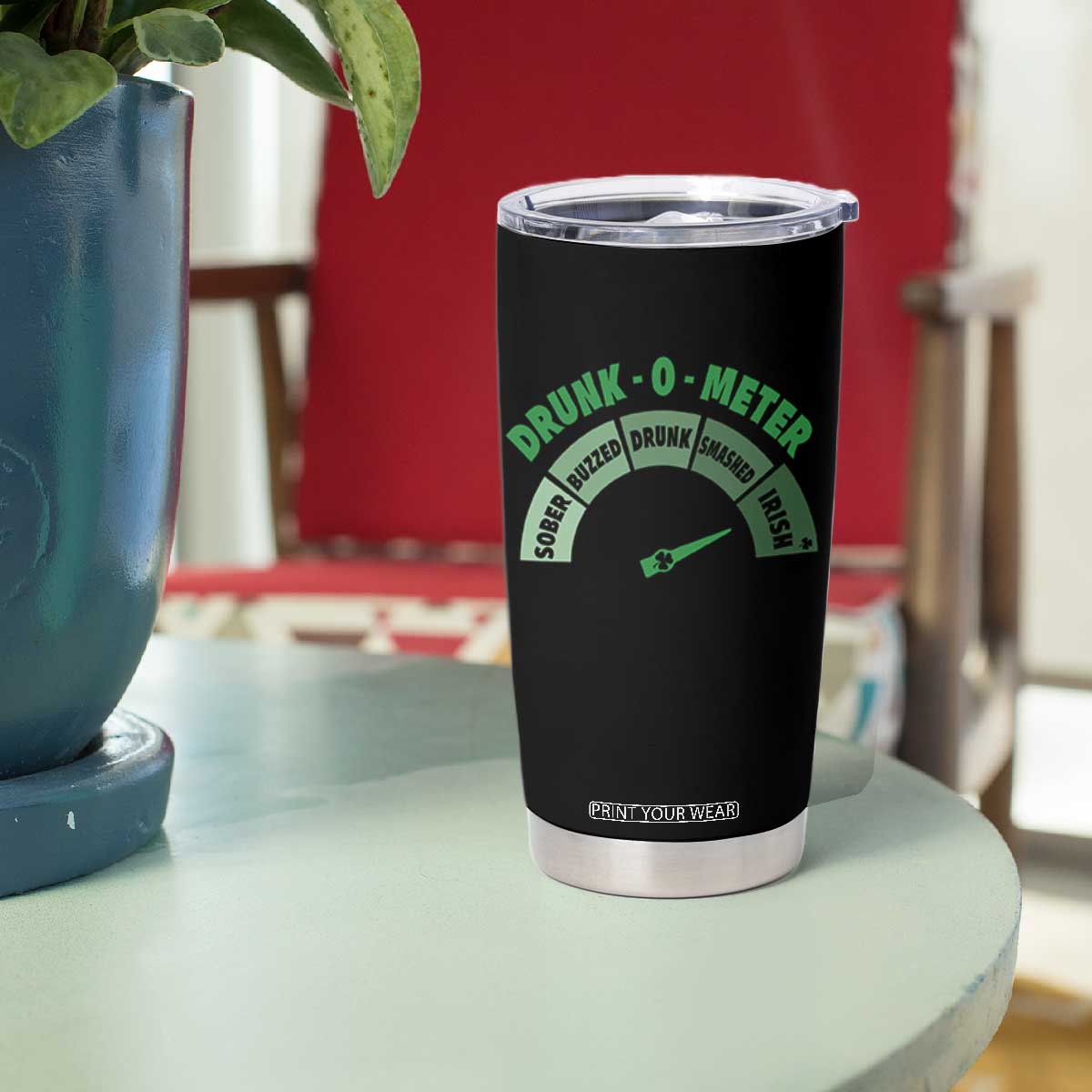 Funny Irish St. Patrick's Day Tumbler Cup Drunk-O-Meter Drinking Party Shamrock TS11 Print Your Wear