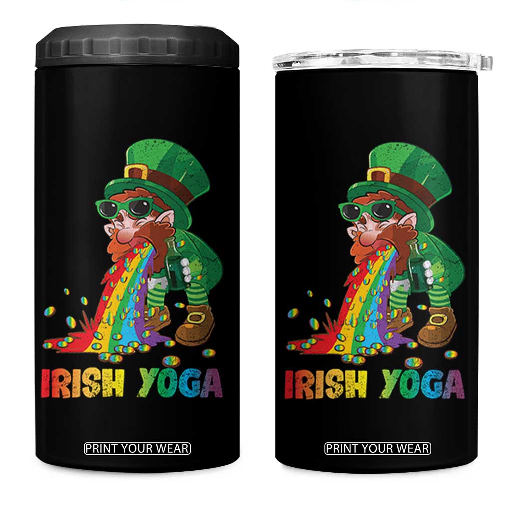 Funny Irish Yoga St Patrick's Day Beer Drinking 4 in 1 Can Cooler Tumbler Drunk Leprechaun TS11 One Size: 16 oz Black Print Your Wear