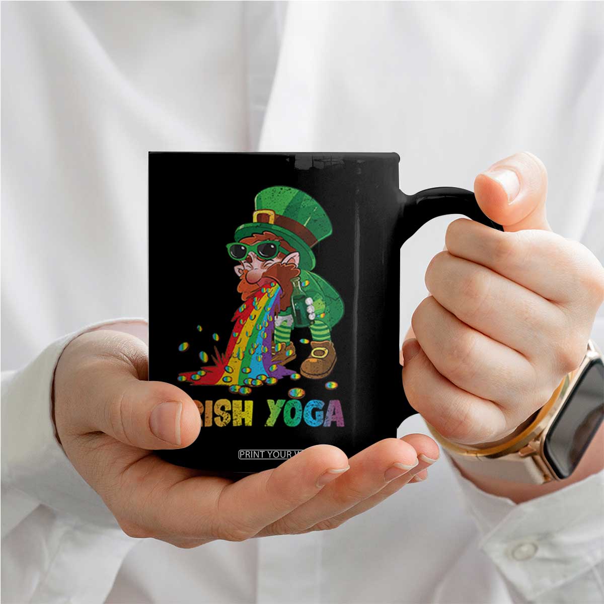 Funny Irish Yoga St Patrick's Day Beer Drinking Coffee Mug Drunk Leprechaun TS11 Print Your Wear