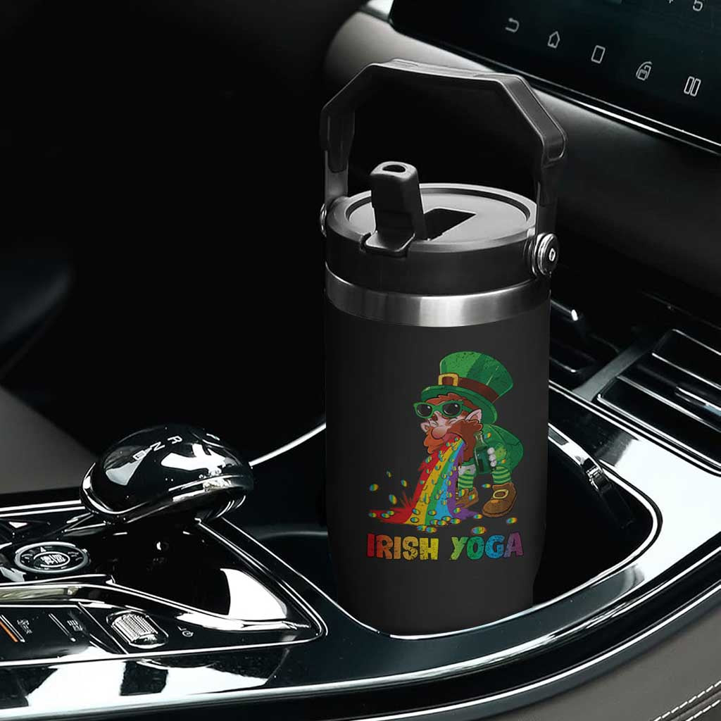Funny Irish Yoga St Patrick's Day Beer Drinking Flip Straw Tumbler Drunk Leprechaun TS11 Print Your Wear