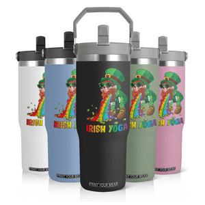 Funny Irish Yoga St Patrick's Day Beer Drinking Flip Straw Tumbler Drunk Leprechaun TS11 Print Your Wear