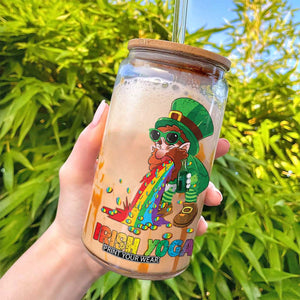 Funny Irish Yoga St Patrick's Day Beer Drinking Glass Can Drunk Leprechaun TS11 Print Your Wear