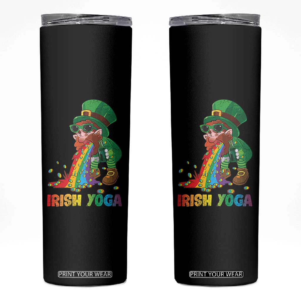 Funny Irish Yoga St Patrick's Day Beer Drinking Skinny Tumbler Drunk Leprechaun TS11 Black Print Your Wear