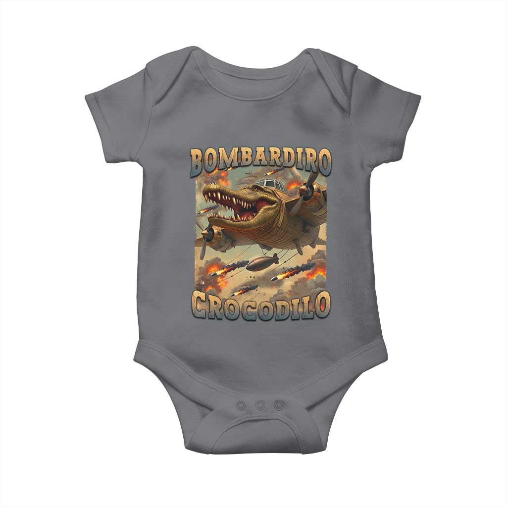 Funny Italian Brainrot Bombardiro Crocodilo Baby Onesie Gen Z Meme TS11 Charcoal Print Your Wear