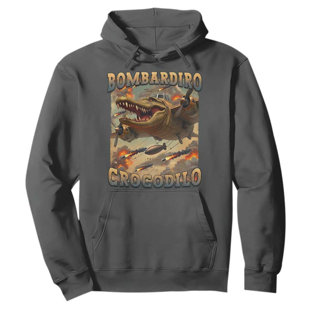 Funny Italian Brainrot Bombardiro Crocodilo Hoodie Gen Z Meme TS11 Dark Heather Print Your Wear