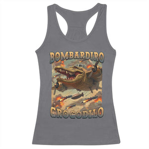 Funny Italian Brainrot Bombardiro Crocodilo Racerback Tank Top Gen Z Meme TS11 Charcoal Print Your Wear