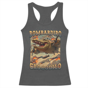 Funny Italian Brainrot Bombardiro Crocodilo Racerback Tank Top Gen Z Meme TS11 Dark Heather Print Your Wear
