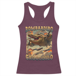 Funny Italian Brainrot Bombardiro Crocodilo Racerback Tank Top Gen Z Meme TS11 Maroon Print Your Wear
