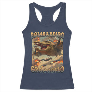 Funny Italian Brainrot Bombardiro Crocodilo Racerback Tank Top Gen Z Meme TS11 Navy Print Your Wear