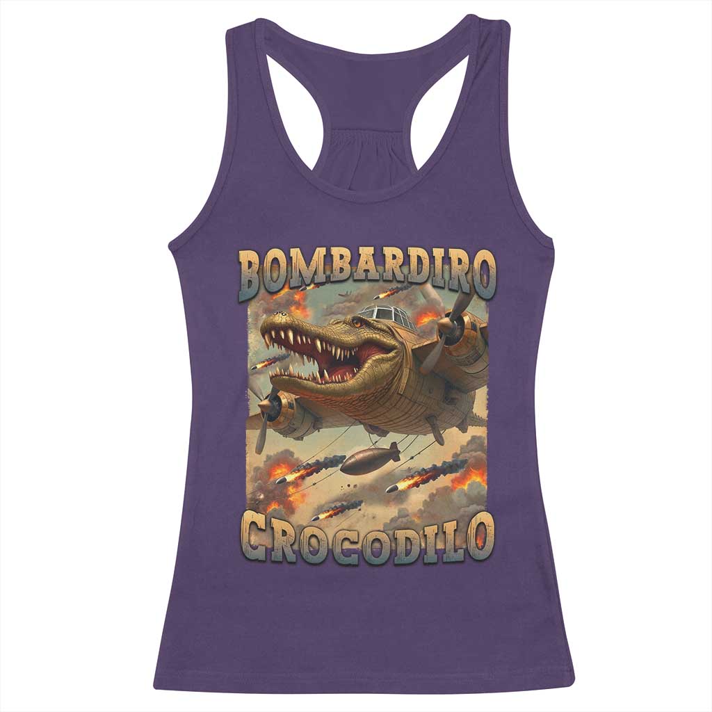 Funny Italian Brainrot Bombardiro Crocodilo Racerback Tank Top Gen Z Meme TS11 Purple Print Your Wear