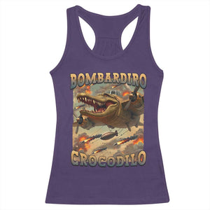 Funny Italian Brainrot Bombardiro Crocodilo Racerback Tank Top Gen Z Meme TS11 Purple Print Your Wear