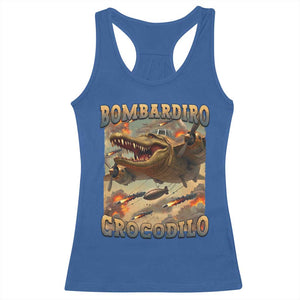 Funny Italian Brainrot Bombardiro Crocodilo Racerback Tank Top Gen Z Meme TS11 Royal Blue Print Your Wear