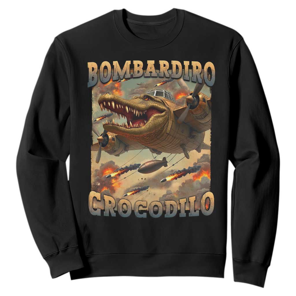 Funny Italian Brainrot Bombardiro Crocodilo Sweatshirt Gen Z Meme TS11 Black Print Your Wear