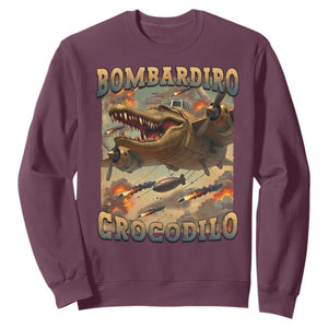 Funny Italian Brainrot Bombardiro Crocodilo Sweatshirt Gen Z Meme TS11 Maroon Print Your Wear