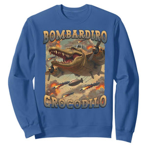 Funny Italian Brainrot Bombardiro Crocodilo Sweatshirt Gen Z Meme TS11 Royal Blue Print Your Wear