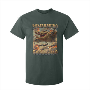 Funny Italian Brainrot Bombardiro Crocodilo T Shirt For Kid Gen Z Meme TS11 Dark Forest Green Print Your Wear