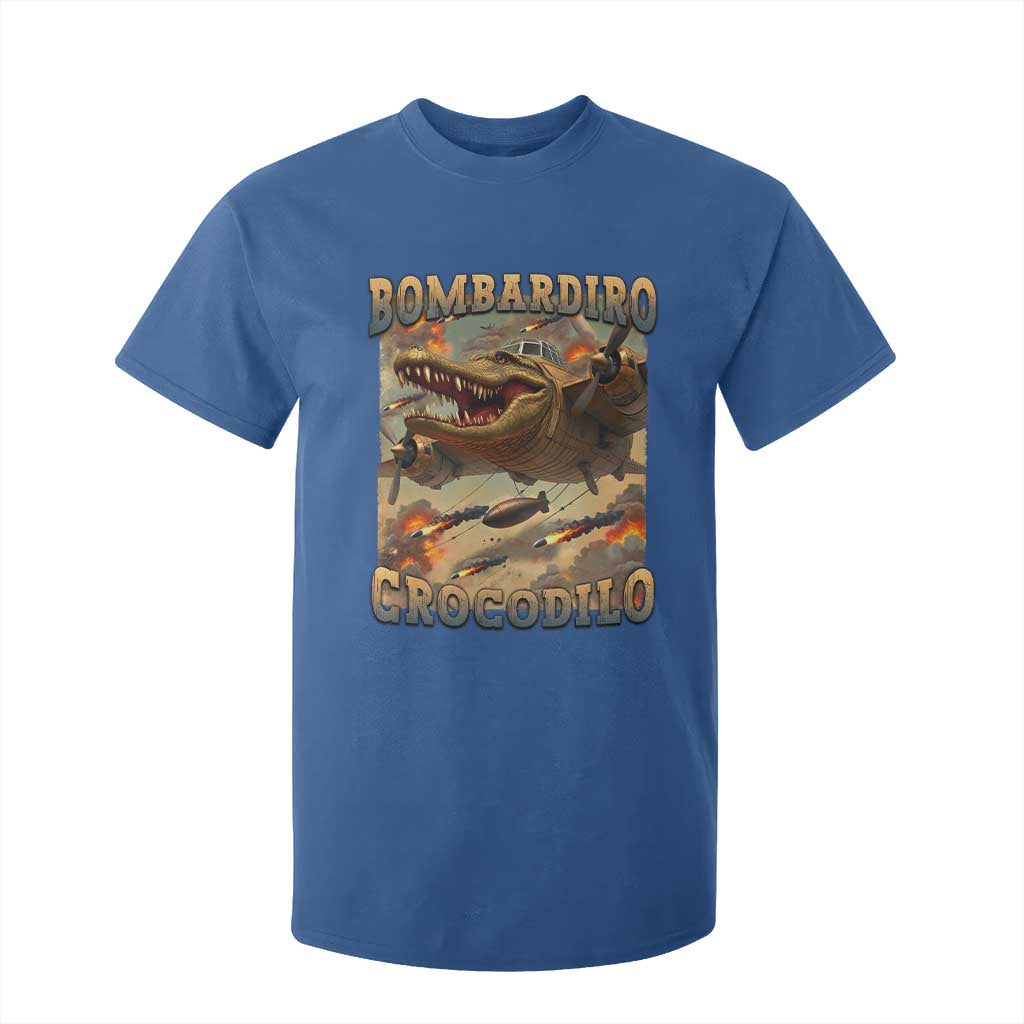 Funny Italian Brainrot Bombardiro Crocodilo T Shirt For Kid Gen Z Meme TS11 Royal Blue Print Your Wear