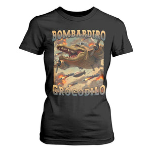 Funny Italian Brainrot Bombardiro Crocodilo T Shirt For Women Gen Z Meme TS11 Black Print Your Wear