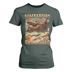 Funny Italian Brainrot Bombardiro Crocodilo T Shirt For Women Gen Z Meme TS11 Dark Forest Green Print Your Wear