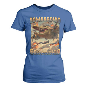 Funny Italian Brainrot Bombardiro Crocodilo T Shirt For Women Gen Z Meme TS11 Royal Blue Print Your Wear