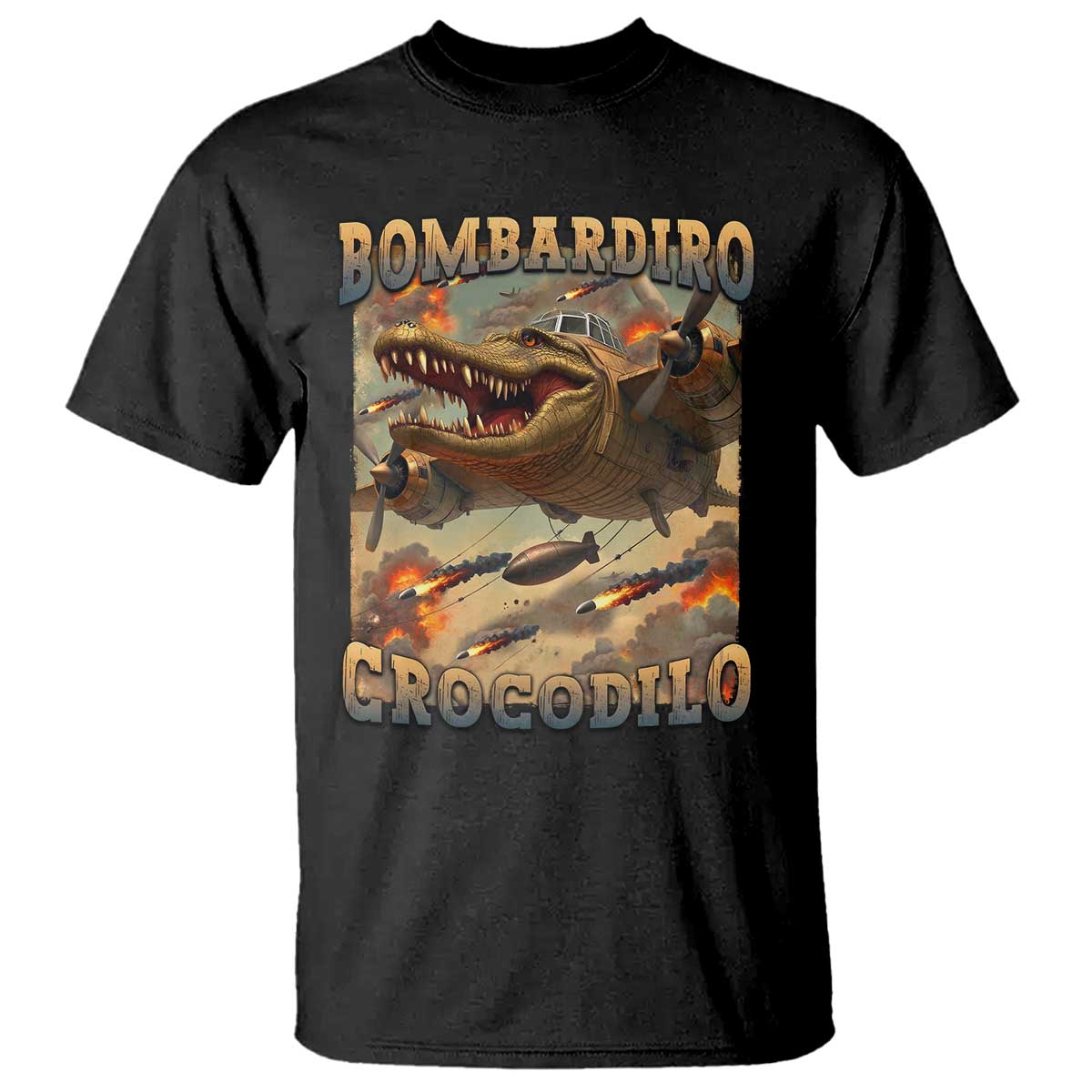 Funny Italian Brainrot Bombardiro Crocodilo T Shirt Gen Z Meme TS11 Black Print Your Wear