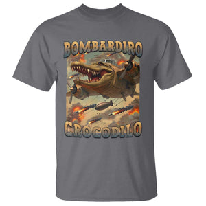 Funny Italian Brainrot Bombardiro Crocodilo T Shirt Gen Z Meme TS11 Charcoal Print Your Wear