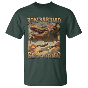 Funny Italian Brainrot Bombardiro Crocodilo T Shirt Gen Z Meme TS11 Dark Forest Green Print Your Wear