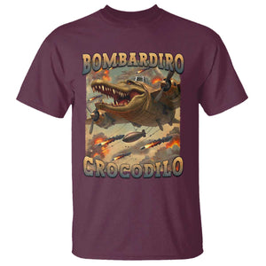 Funny Italian Brainrot Bombardiro Crocodilo T Shirt Gen Z Meme TS11 Maroon Print Your Wear