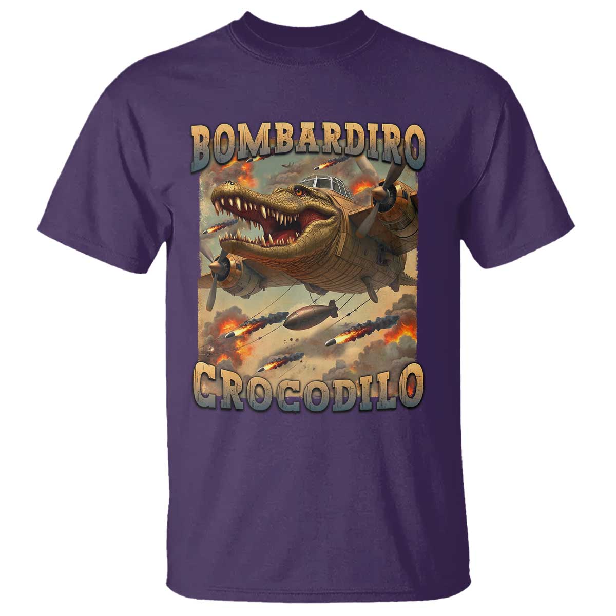 Funny Italian Brainrot Bombardiro Crocodilo T Shirt Gen Z Meme TS11 Purple Print Your Wear