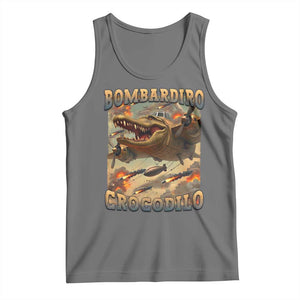 Funny Italian Brainrot Bombardiro Crocodilo Tank Top Gen Z Meme TS11 Black Heather Print Your Wear