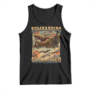 Funny Italian Brainrot Bombardiro Crocodilo Tank Top Gen Z Meme TS11 Black Print Your Wear