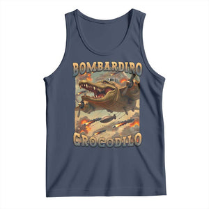 Funny Italian Brainrot Bombardiro Crocodilo Tank Top Gen Z Meme TS11 Navy Print Your Wear