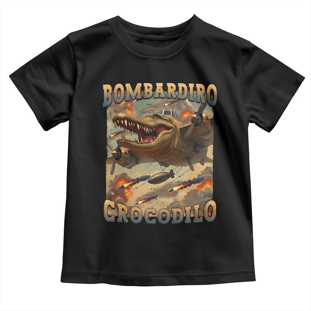 Funny Italian Brainrot Bombardiro Crocodilo Toddler T Shirt Gen Z Meme TS11 Black Print Your Wear
