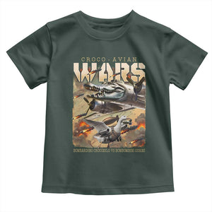 Funny Italian Brainrot Croco Avian Wars Toddler T Shirt Bombardino Crocodilo Bombombini Gusini Gen Z Meme TS11 Dark Forest Green Print Your Wear