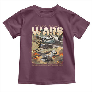 Funny Italian Brainrot Croco Avian Wars Toddler T Shirt Bombardino Crocodilo Bombombini Gusini Gen Z Meme TS11 Maroon Print Your Wear